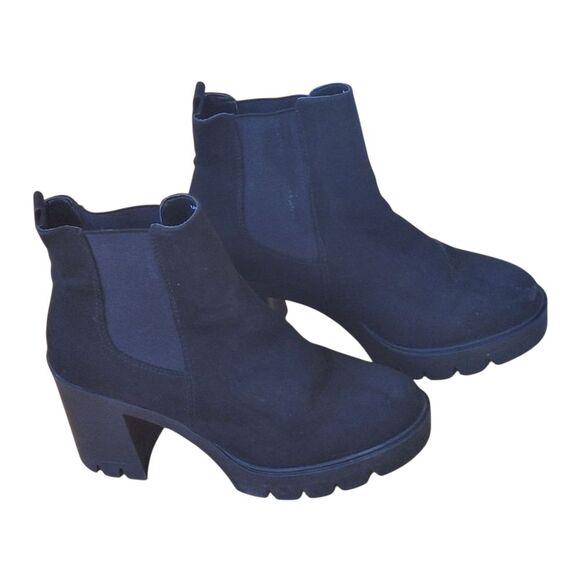 ASOS Chunky Heel Boots Black Suede Chelsea US size 8 - Picture 13 of 16